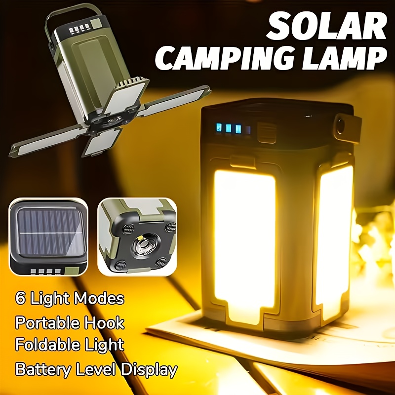 Outdoor Lighting Lamp - Zonne-aangedreven draagbare campinglamp, opvouwbaar, 2000mah powerbank,