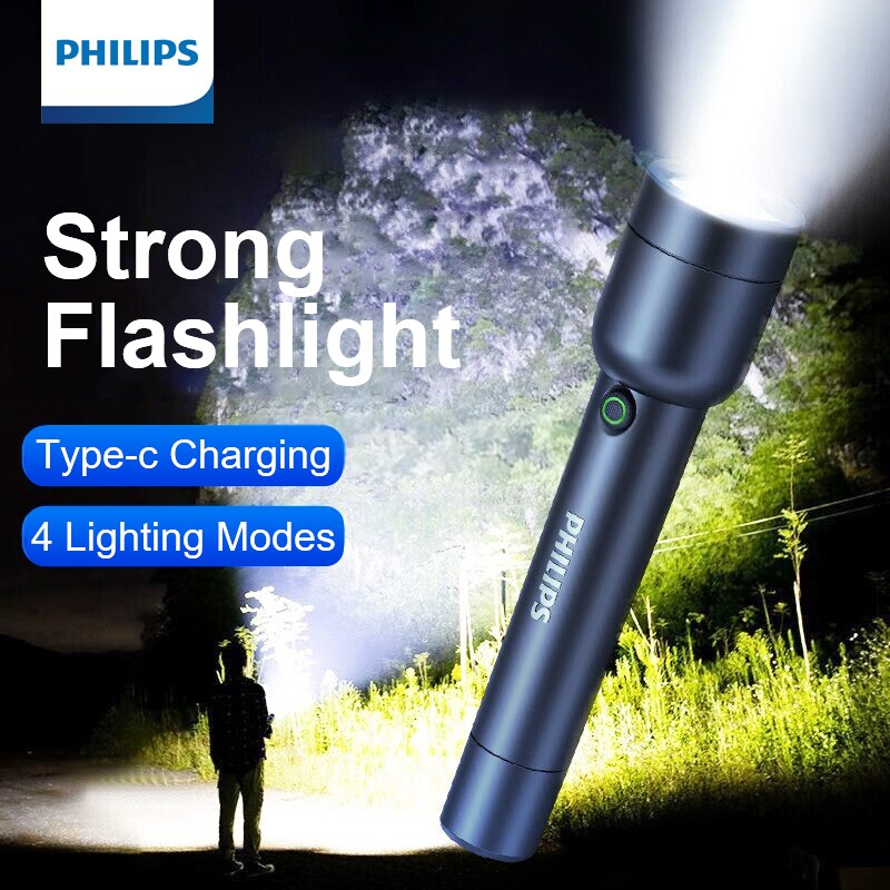 Outdoor Lighting Philips - Philips LED-zaklamp met USB 18650 oplaadbare