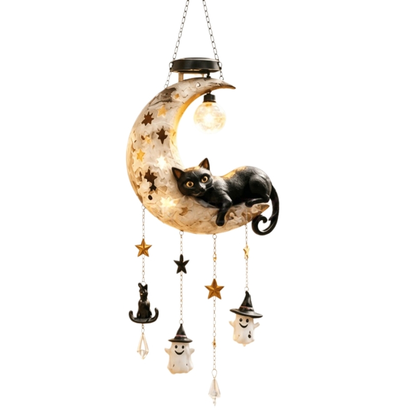 Outdoor Lighting Accent - L43A Solar Halloween Black Cats Maanlicht