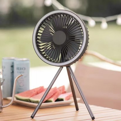 Outdoor Lighting In Ground - Draagbare campingventilator met LED-lamp en statief,
