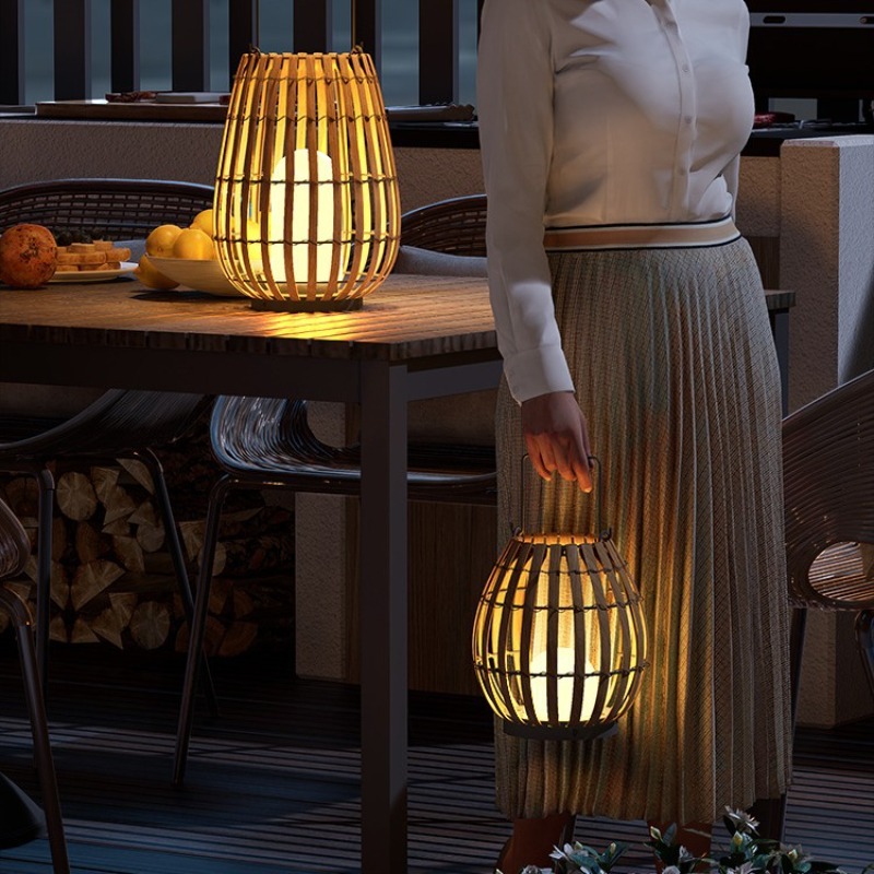 Outdoor Lighting Accent - Luxe zonne-aangedreven rotan waterdichte tuinlamp voor