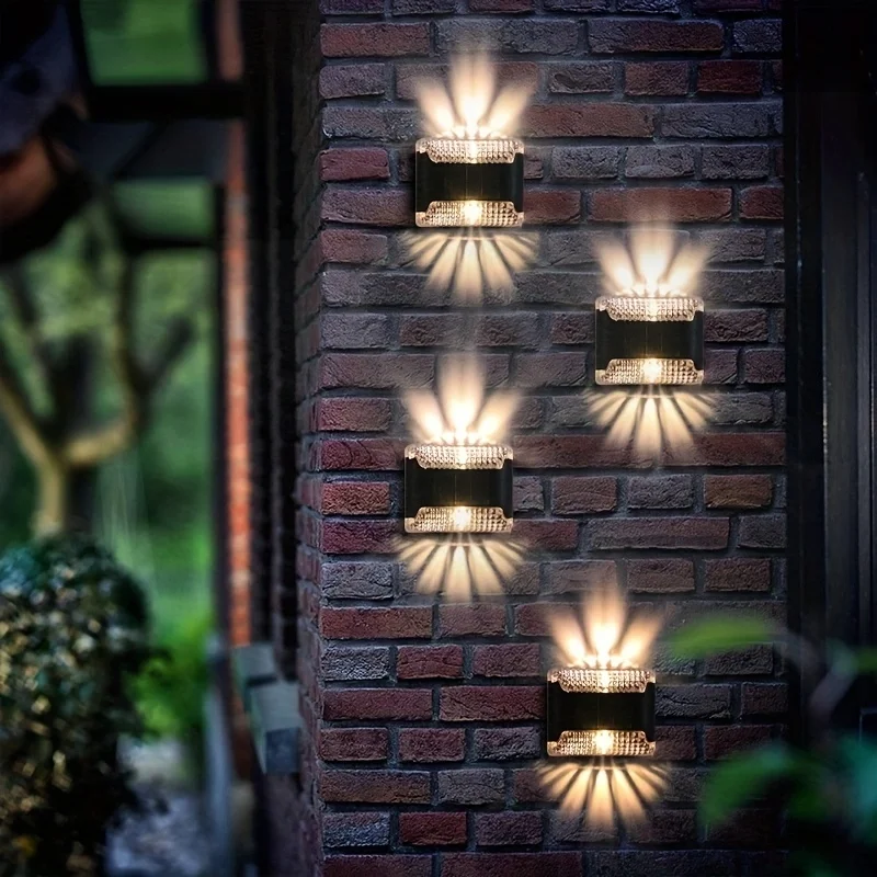 Outdoor Lighting Jellyfish - 4-delige zonne-wandlamp: LED-ingangslamp voor buiten, waterdicht,