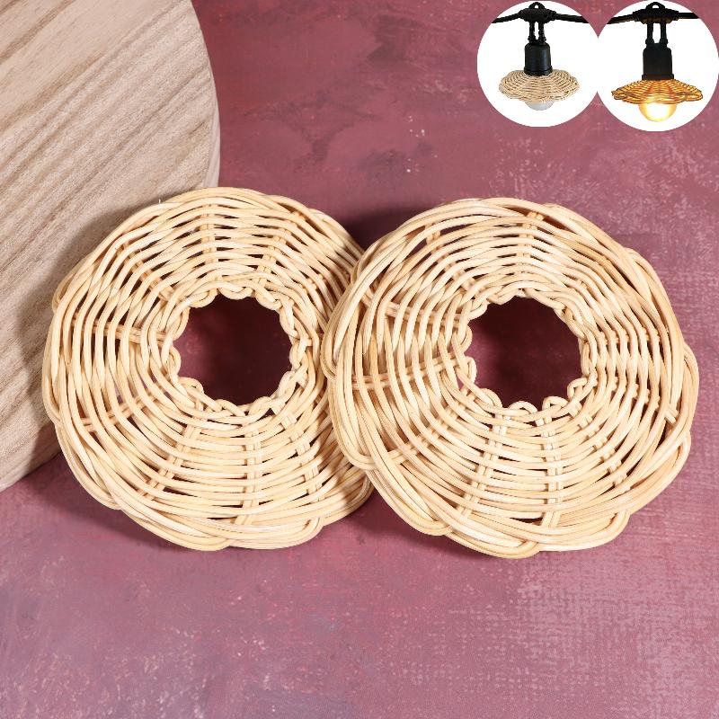 Outdoor Lighting Vintage - 2 stuks handgeweven rotan lampenkap vintage