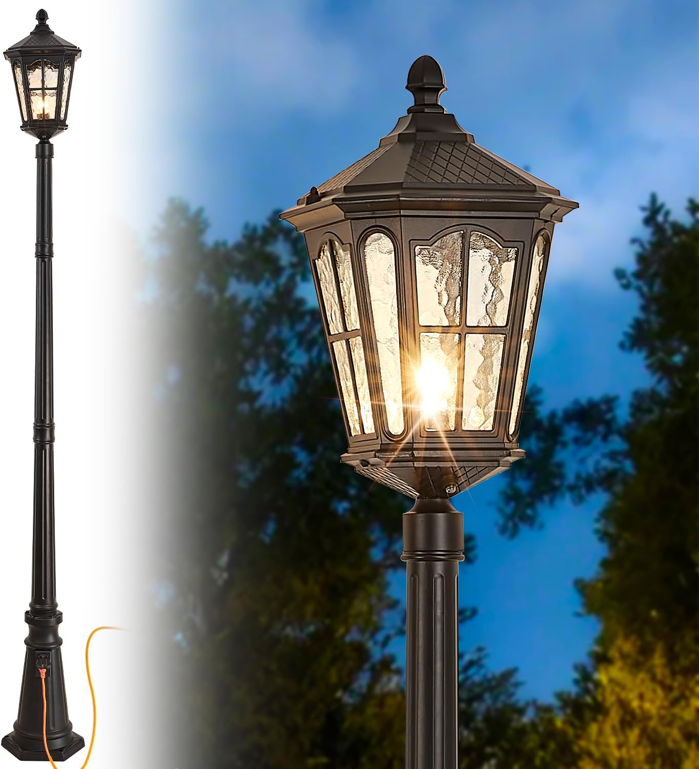 Outdoor Lighting No Outlet - Waterdichte buitenpaallamp met stopcontact, van zonsondergang