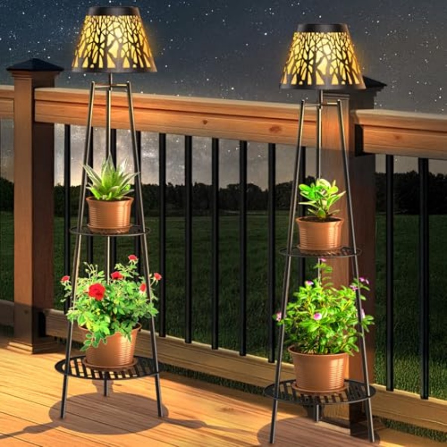 Outdoor Lighting Lamp - 2-pack buitenlamp op zonne-energie met plantenstandaard,
