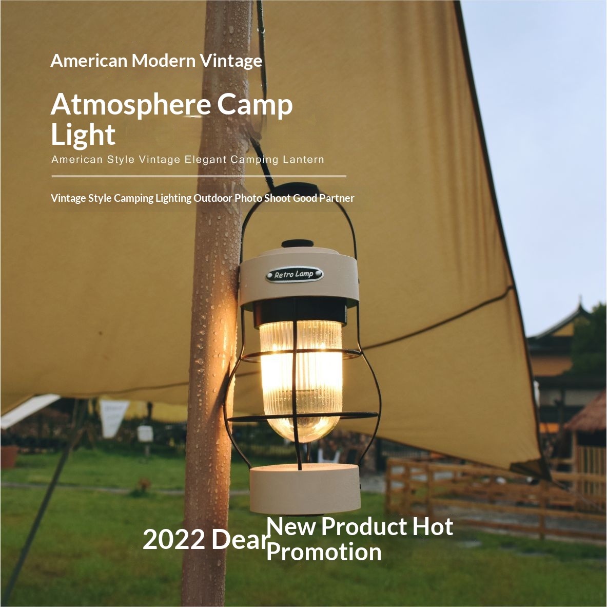 Outdoor Lighting Accent - Vintage oplaadbare LED-campinglamp voor buiten, draagbare