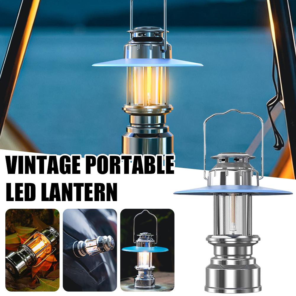 Outdoor Lighting Vintage - Retro LED-campinglantaarn Oplaadbaar draagbaar tentlicht Hanglamp