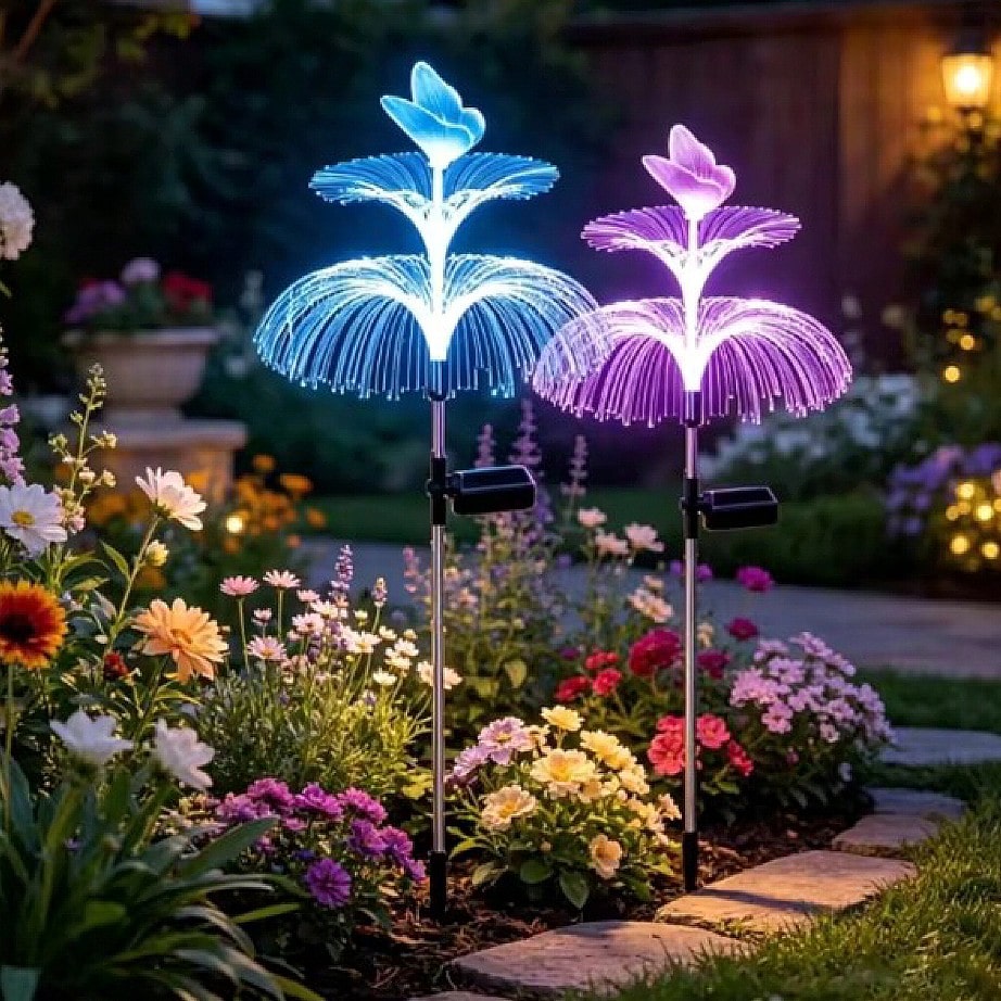 Outdoor Lighting Jellyfish - 2 stuks op zonne-energie werkende kwallen-tuinverlichting,