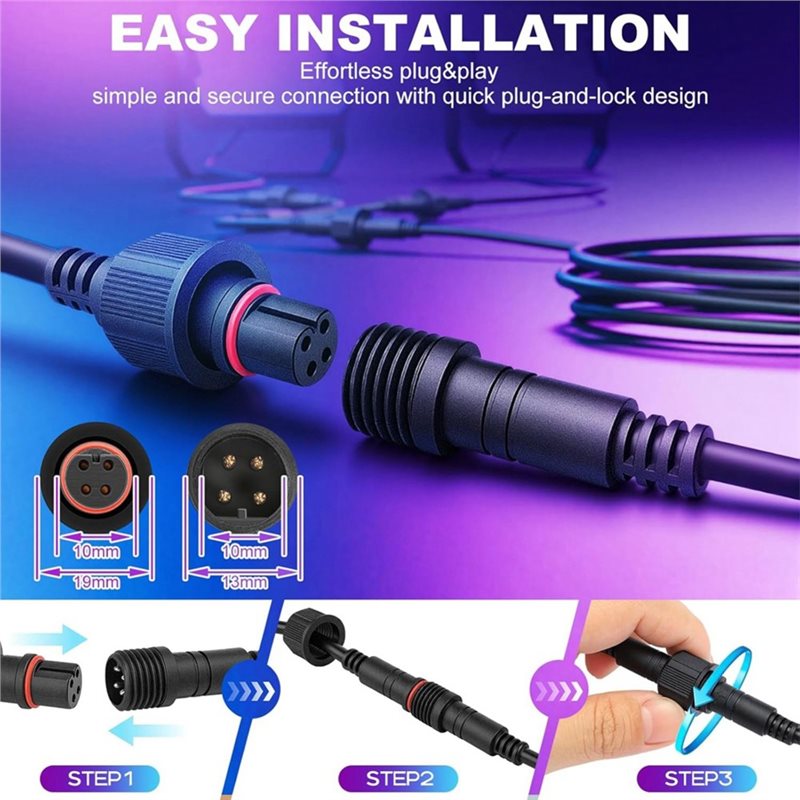 Outdoor Lighting Govee - [HOT!】 Waterdichte 4-pins verlengkabel Waterdichte connector-snoer